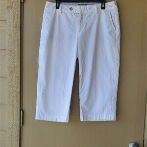 Womens White Eddie Bauer Capri Pedel Pusher Dressy Casual Pants